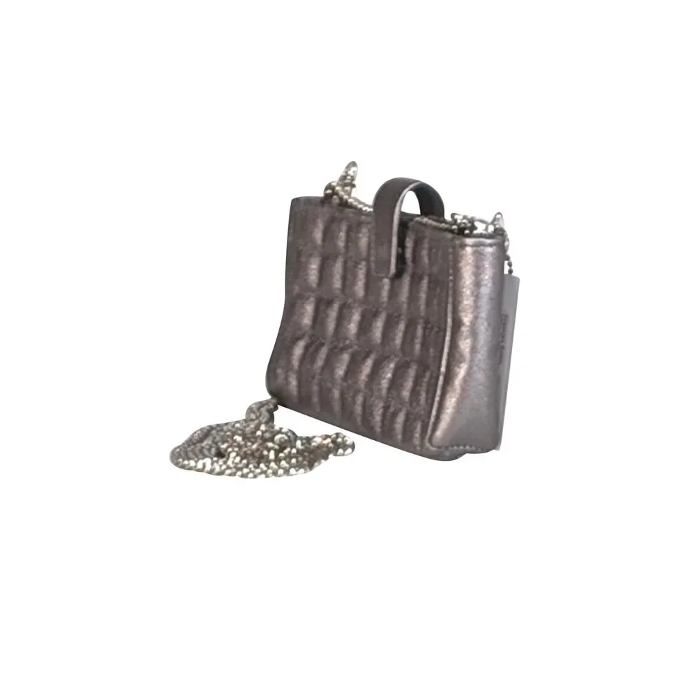 Suzi Roher - Silver Gunmetal Quilted Phone Crossbody Bag